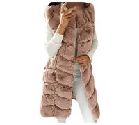 Damen Weste Winter Kunstpelz Weste Ärmellose Fellweste Große Größen, Jacke Winterjacke Lange Mantel Oberteile Outwear Warm Pelzweste Pelzjacke Pelzmantel
