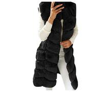 Damen Weste Winter Kunstpelz Weste Ärmellose Fellweste Große Größen, Jacke Winterjacke Lange Mantel Oberteile Outwear Warm Pelzweste Pelzjacke Pelzmantel
