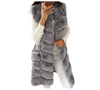Damen Weste Winter Kunstpelz Weste Ärmellose Fellweste Große Größen, Jacke Winterjacke Lange Mantel Oberteile Outwear Warm Pelzweste Pelzjacke Pelzmantel