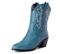 Damen Western Cowboystiefel with Embroidered Mode Retro Klassischer Basic Mid Calf Wide Calf Cowgirl Stiefel für Frauen Mädchen Damen Orchid Große 44