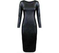 Damen Wetlook figurbetontes Cami-Swing-Top, Skaterkleid, T-Shirt, Weste, Bodysuit, Leggings, Set, Damen, PVC-Kunstleder, Mini-Midi-Midi-Maxi-Flare-Rock-Set, Langärmeliges, figurbetontes Midikleid,