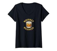 Damen Whiskey Business Retro Glas Lustiges Trinkdesign T-Shirt mit V-Ausschnitt