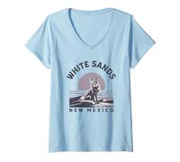 Damen White Sands, New Mexico, Sonnenuntergang T-Shirt mit V-Ausschnitt