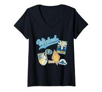 Damen Wicked Elphaba and Glinda Varsity T-Shirt mit V-Ausschnitt