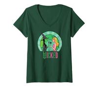 Damen Wicked Glinda & Elphaba Sketched T-Shirt mit V-Ausschnitt