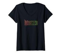 Damen Wicked Pink And Green Logo T-Shirt mit V-Ausschnitt
