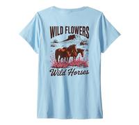 Damen Wild Horses Wildflowers Cowgirl Country Western Rodeos T-Shirt mit V-Ausschnitt