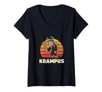 Damen Wild Kids German Christmas Krampus Monster Evils Horror Fun T-Shirt mit V-Ausschnitt