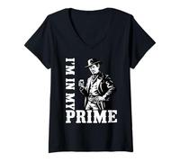 Damen Wild West Gunslinger Zitat - I'm in My Prime T-Shirt mit V-Ausschnitt