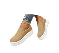 Damen Wildleder Slip-On Plateau Loafer Dicke Sohle Freizeitschuhe | Weiches Wildleder-Obermaterial, dicke Plateau-Sohle, einfacher Slip-On Verschluss, große Größe weite Passform