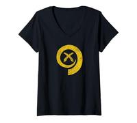 Damen Wildschwein-STOSSZAHN UND NAMELE-WEDEL, Flagge VON Vanuatu, PORTVILA T-Shirt mit V-Ausschnitt
