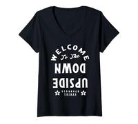 Damen Willkommen bei The Upside Down Stranger Things T-Shirt mit V-Ausschnitt
