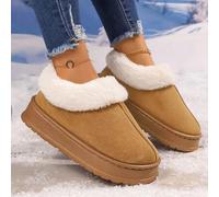 Damen Winter Hausschuhe, Plateau Schneestiefel, Verdickte Flache Stiefel, Warme Schuhe, Rutschfeste Outdoor Stiefel, Uggs Nachahmer, Damen Winter Stie