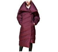 Damen Winter verdickte unregelmäßige Design Burgund lange Daunenjacke, weinrot, 36