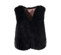 Damen Winter Warm Faux Pelz Weste Mantel Kurz Jacke Braun Fellweste Frauen Pelzweste Weste Fell Kunstfell Anzugweste Weich Bequem Ärmellos Winterjacke Parka Fell Mäntel Tops V-Ausschnitt Plüschweste L