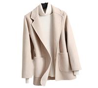 Damen-Winterjacke, kurz, doppelseitig, Wollmantel, einreihig, Umlegekragen, beige, 46