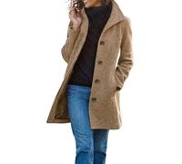 Damen Winterjacke Kurz: Wolljacke Damen Kurz-Übergangsjacke Wintermantel Wolle-Mantel Beige Elegant Trenchcoat Slim Fit Trenchcoat Mit Taschen Winterjake Wollmantel Trachtenjacke Wool Coat Kurzmantel