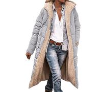 Damen-Winterjacke Mit Fleece-Innenfutter Modischer warmer Wintermantel für Damen, doppelseitig, langärmelig, Daunenjacke mit Kapuze Daunenmantel Damen GrüN (Blue, S)