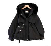 Damen Winterjacke mit Kapuze gefüttert Warm für Slim Fit Parka Mantel Outdoor Bekleidung Schwarz M-3XL(Black L)