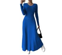 Damen Winterkleid Lang Elegant Strickkleid Damen Winter Curvy A Linie Warm Pulloverkleid Winter V Ausschnitt Geripptes Kleid Langarm Herbstkleid Maxi Strickkleider Kleider Oben Eng Unten Locker