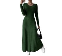 Damen Winterkleid Lang Elegant Strickkleid Damen Winter Curvy A Linie Warm Pulloverkleid Winter V Ausschnitt Geripptes Kleid Langarm Herbstkleid Maxi Strickkleider Kleider Oben Eng Unten Locker