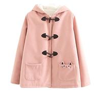 Damen Wintermäntel Japanische süße dicke warme Kapuzenjacke, rose, M