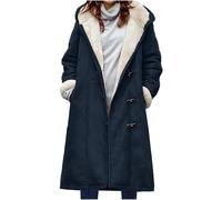 Damen Wintermäntel Warmer Lange Verdickte Plüschjacke Kapuzenmantel Damen Outdoorjacke Winterjacke Casual Wintermantel Damen Warm mit Kapuze Frauen Steppjacke Damen Leicht Steppmantel(A2-Marine,M)
