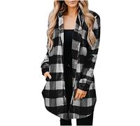 Damen Wintermantel Casual Oversized Hemdjacke Knöpfen Mantel Warme Langarmshirt Bluse Karierte Jacke Freizeitjacke Longstrickjacke Übergangsjacke Hemd Bluse Mantel Blitzangebote Des Tages