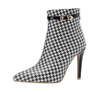 Damen- Wintermode, europäische amerikanische Stiefeletten mit schmalem Absatz Reißverschluss, Spitze Stiefeletten mit hohem Absatz (Black, 38)