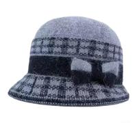 Damen Wintermütze Baskenmütze aus synthetischem Material, weiche Textur mit eleganter Schleife und warmem Fleecefutter, breite Krempe, Stil für Mittelalter (grau)