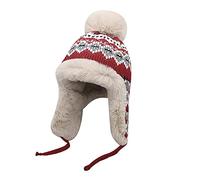 Damen-Wintermütze, warme Mütze, Fliegermütze, mit Ohrenklappen aus Fleece, Trapperhut, Winterwind, dicke Mütze, für Skifahren, Radfahren, Outdoor, rot, One size