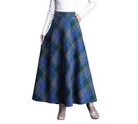 Damen Winterrock Kariert Wollrock Hohe Taille A-Linie Maxirock mit Taschen | Warmer Vintage Midirock mit glattem weichem Futter fließende elegante Herbstmode für Damen im Alltag