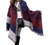 Damen-Winterschal von Miss Lulu, weich und warm, kariert, großer Schal mit Fransen, lang, aus Wollmischgewebe, rot