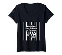 Damen Wir geben der Zukunft ein Zuhause - JVA - mit Fundstelle T-Shirt mit V-Ausschnitt