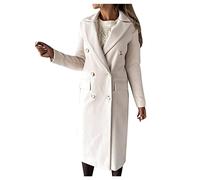 Damen Wollmantel Bluse Dünner Mantel Trench Lange Jacke Damen Schlanker Langer Elegante Mäntel Wintermantel Damen Lang Chesterfield Mantel Wärme Blazermantel Elegante Jacke Revers Coat Outwear
