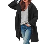 Damen Wollmantel Lang: Trenchcoat Mit Kapuze Damen: Winter Wintermantel Einfarbig Freizeitjacke Mit Taschen Elegante Übergangsjacke Locker Winter Warme Winterjacke Freizeitjacken Kapuze-Wollmantel