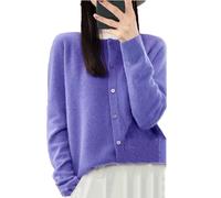 Damen-Wollpullover, Kaschmir-Cardigan für Frühling, Herbst, Damen, O-Ausschnitt, Strickwaren, Basic-Oberteile, Mantel, Strickpullover, deep purple, XL