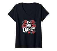 Damen Womens Bookish Valentines Day I'm Mr Darcy is My Valentine T-Shirt mit V-Ausschnitt