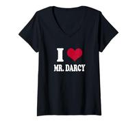 Damen Womens Girls I Heart Mr Darcy T-Shirt mit V-Ausschnitt