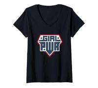 Damen Women's Girls Motivational Quotes Girl Power Graphic Design T-Shirt mit V-Ausschnitt