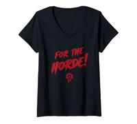 Damen World of Warcraft For The Horde! Epic Quote Big Chest Logo T-Shirt mit V-Ausschnitt