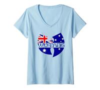 Damen Wu-Tang Clan Australien Flagge Logo T-Shirt mit V-Ausschnitt
