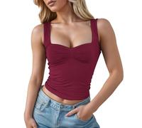 Damen Y2k Crop Tank Tops Square Neck Low-Cut Einfarbig Kurz Tops Ärmellos Slim Navel Camis Weste Camis