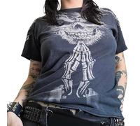 Damen Y2K Kurzarm-Top, Shirt, Fee, Grunge-Grafikdruck, T-Shirts, Vintage, ästhetisch, bauchfrei, Gothic, Streetwear, 1H-Totenkopf-Schwarz, S