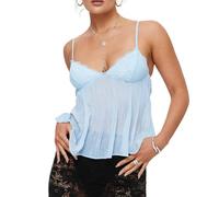 Damen Y2K Spaghettiträger-Mieder, bauchfreies Tank-Top, Neckholder, schmale Passform, Weste, Schlauch-Tops und Schal, Set zum Ausgehen, Streetwear, ONLY Camisole Tops-Blau, M