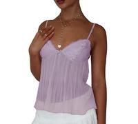Damen Y2K Spaghettiträger-Mieder, bauchfreies Tank-Top, Neckholder, schmale Passform, Weste, Schlauch-Tops und Schal, Set zum Ausgehen, Streetwear, ONLY Camisole Tops-purple, M