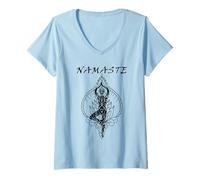 Damen Yoga Namaste Meditation Kleidung, Lotus Blume, Chakra T-Shirt mit V-Ausschnitt