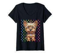 Damen Yorkie-Geschenke für Yorkshire-Terrier-Besitzer Yorkie-Hunderasse T-Shirt mit V-Ausschnitt