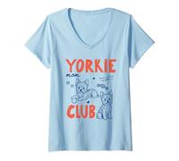 Damen Yorkie Mom Club Yorkshire Terrier Dog Owner Mom Mothers Day T-Shirt mit V-Ausschnitt