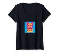 Damen Yorkie Mom Yorkshire Terrier Hundemütter T-Shirt mit V-Ausschnitt